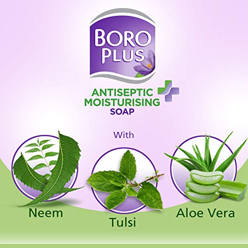 Boroplus Antiseptic And Moisturising Bathing Soap With Aloe Vera, Neem And Tulsi | 99.9% Germ And Virus Protection | For Smooth, Soft & Nourished Skin, 125G (Pack Of 6)