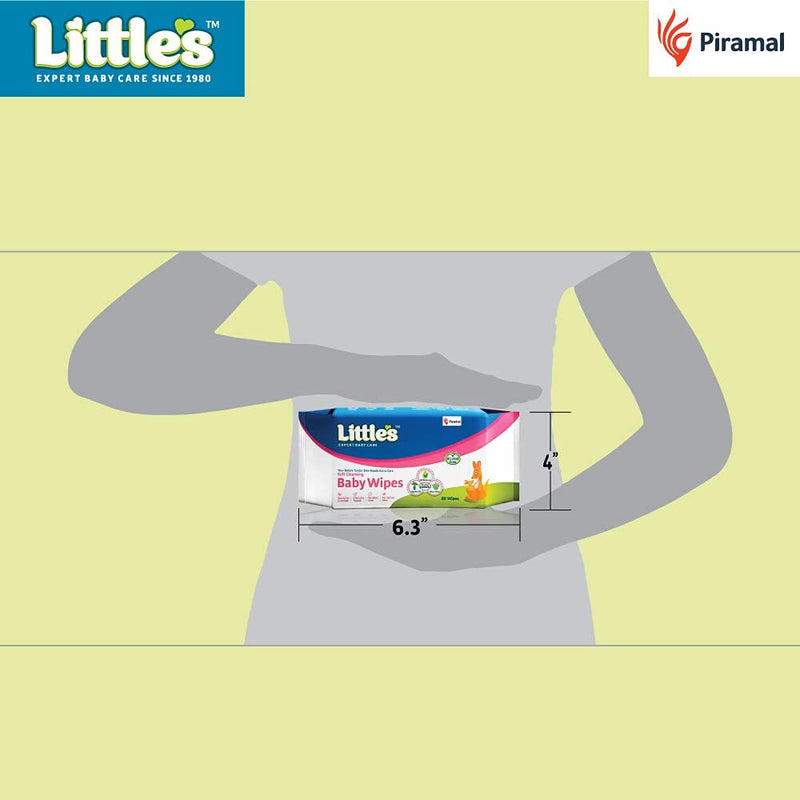 Little's Soft Cleansing Baby Wipes Lid, 80 Wipes (Pack of 3)