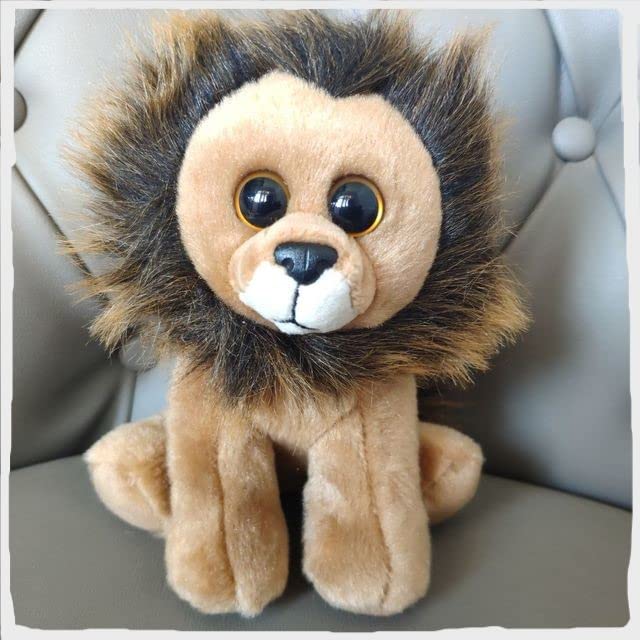 Tickles Lion Glitter Eyes Soft Stuffed Plush Animal Toy for Kids Birthday Gift (Size: 20 cm; Color: Brown & Black)