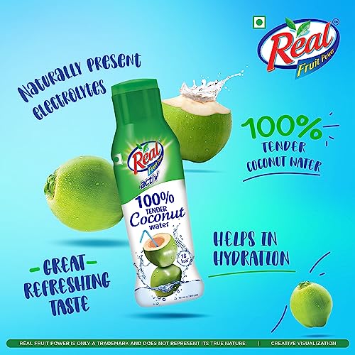 DABUR Real Activ 100% Tender Coconut Water with No Added Sugars or Artifical Flavours - 200ml ( Pack of 6)