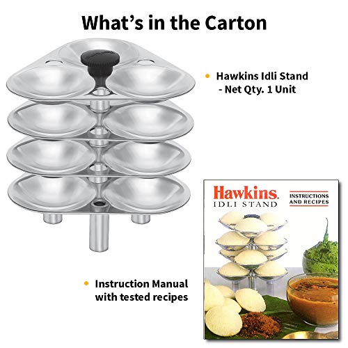 Hawkins Mini Idli Stand - 12 Mini Idlis, (For 3 Litre and bigger Pressure Cooker), Silver (ID12S),Aluminium