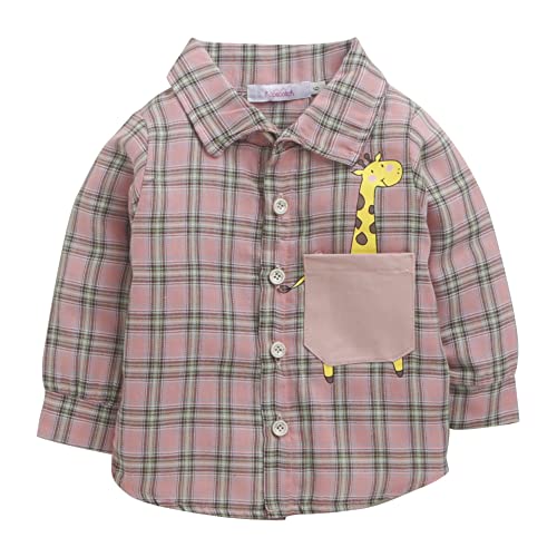 Hopscotch Baby Boys Polycotton Checks Print Shirt And Jeans Set In Pink Color For Ages 9-12 Months (BP4-3358460)