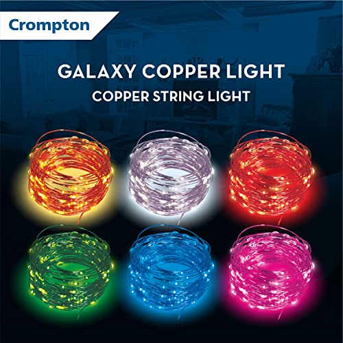 Crompton Galaxy Decoration Copper USB Powered String Fairy Lights with 100 Led Light (10 Meters, Warm White, Pack of 1)