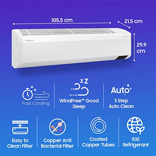 Samsung 1.5 Ton 5 Star Wind-Free Technology Inverter Split AC (Copper, Convertible 5-in-1 Cooling Mode, Anti-bacterial Filter, 2023 Model AR18CYNAMWK White)