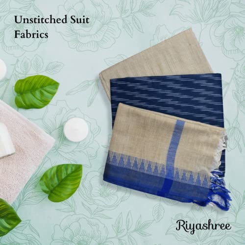 Riyashree Cotton Ikat Unstitched Suit Set for Women with Dupatta | Ikkat Salwar Suit Dress Material for Women | Primum Quality Fabric | Top - 2.5 M, Bottom - 2.5 M, Dupatta - 2.5 M | RSSUB 015