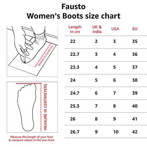 FAUSTO FST KI-264 CHEEKU-36 Women's Cheeku Flared Heel Mid Top Suede Leather Zipper Closure Winter Chelsea Boots (3 UK)