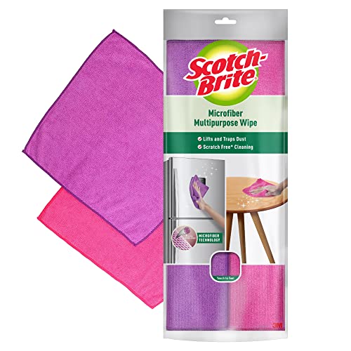 Scotch-Brite Microfiber Multipurpose Wipe (Pink and Purple, Pack of 2)