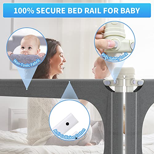 Bed Rails for Toddlers, Extra Tall 32 Levels of Height Adjustment Specially Designed for Twin, Full, Queen, King Size - 2023Upgrade Model Safety Bed Guard Rails for Kids (1 Side:78.74"(L) ×27"(H))