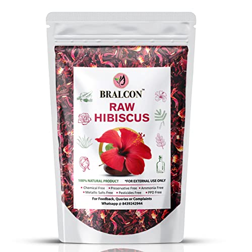 BRALCON Organic Raw Hibiscus -100g |Dry Hibiscus Flower |Rosa-Sinensis for Hair Care & FacePack |Gudhal Ka Phool for Hair growth, Skin Care|Pure raw form