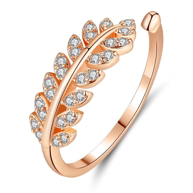 Fashion Frill Women Trendy Heart 18K Rose Gold Plated American Diamond Adjustable Rings Gift For Sister Combo Of 3