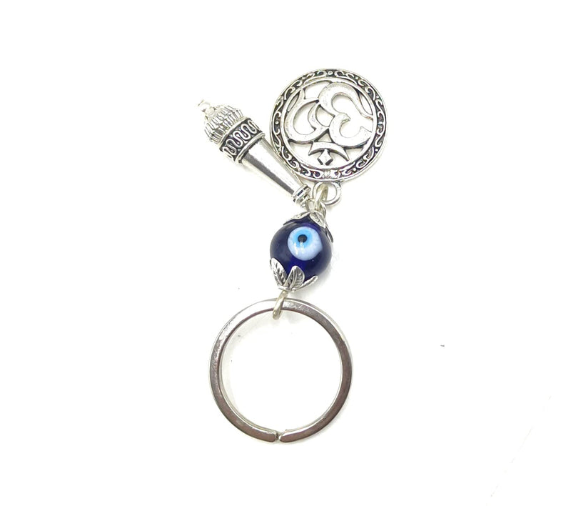 Jaz� Feng Shui Evil Eye-Nazar Suraksha Kavach Key Ring with OM & Hanuman ji Ki Gada Charm- Hanging for Good Luck, Prosperity, Home, Car and Wallet