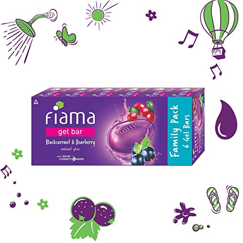 Fiama Gel Bar Blackcurrant And Bearberry for Radiant Glowing Skin,125g soap, Pack of 6