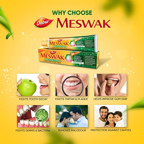 Dabur Meswak Complete Oral Care Toothpaste - 500g (2 x 200g + 1 x100g) | Complete Oral & Gum Care Toothpaste | Contains Pure & Rare Miswak extract | No added Fluoride, Paraben, Triclosan & Formalin