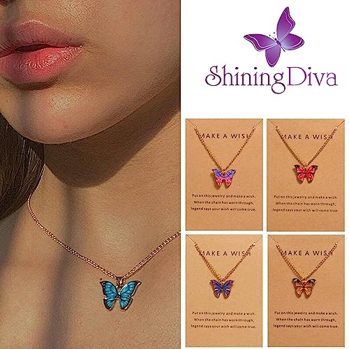 Shining Diva Fashion 5 Pcs Latest Stylish Butterfly Jewellery Necklace Set for Women Pendant Necklace Gifts for Girls (15200np)