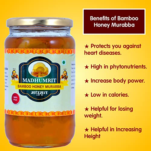 MADHUMRIT 100% Raw Natural & Organic Murabba | Raw Forest Marmalade | Helps Increasing Height, Growth, Healthy and Fresh | Bans ka Murabba (500 gram) (Bamboo)