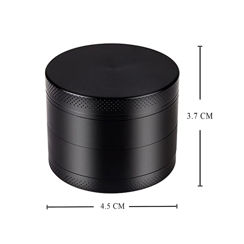 Xtore Small Size Spice Herb Grinder with Pollen Catcher and Brush, Two Filtration Mesh Screens - (Solid Black)