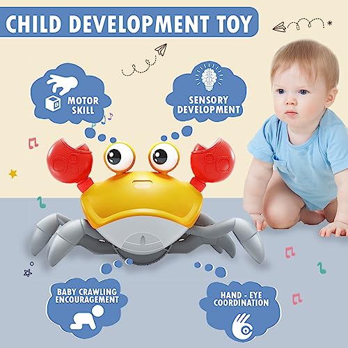 Wembley Dancing Crawling Baby Toys Crawling Crab Toy for Kids Electronic Walking Moving Toys for Babies Infant Toddlers Tummy Time Interactive Early Learning Educational Toys