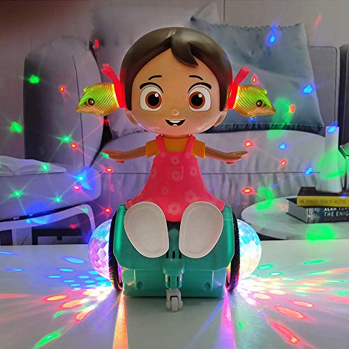 Toyshine 360 Degree Rotating Musical Dancing Girl Toy with Flashing Lights & Bump and Go Action, - Multi color (BATTERY INCLUDED)