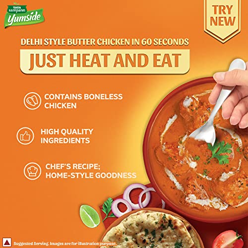 Tata Sampann Yumside Delhi Style Butter Chicken, Just 60 seconds to heat, NO Preservatives, NO Added Artificial - Colours, Flavours, Ready To Eat Meal, Serves 2 Pax, 285g