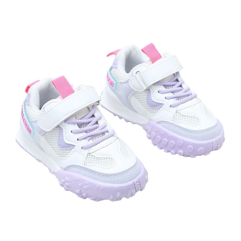 Hopscotch Girls PU Text Applique Athletic Shoes in Purple Color, UK: 1 (TZD-4582378)