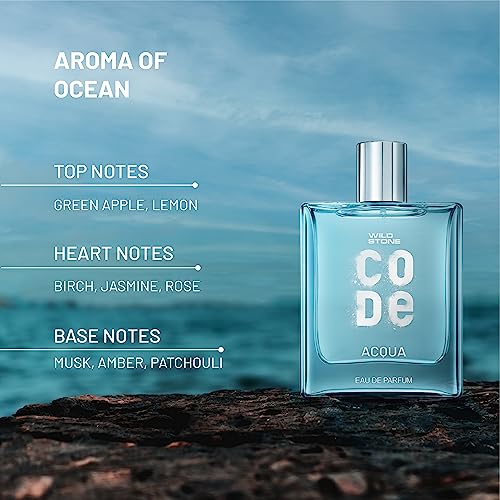 Wild Stone CODE Acqua Eau De Parfum for Men, 100ml|Luxury Long Lasting Fragrance|Fresh, Sparkling & Energising Premium Perfume for Men