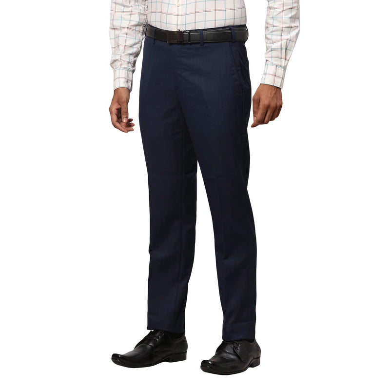 PARK AVENUE Men's PLEATLESS Smart FIT Medium Blue Formal Trouser