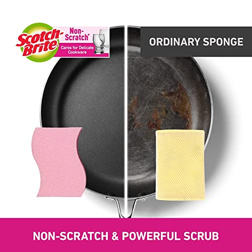 Scotch-Brite Non-Scratch Sponge Scrub for Ceramics, Non -Stick, Glassware (2 Units) & Scotch-Brite Silver Sparks Scrub pad for dishwashing (3 Units)