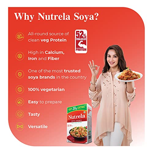 Nutrela SOYA Chunks, High Protein Soyabeans, Tender & Juicy SOYA Nuggets - 220g