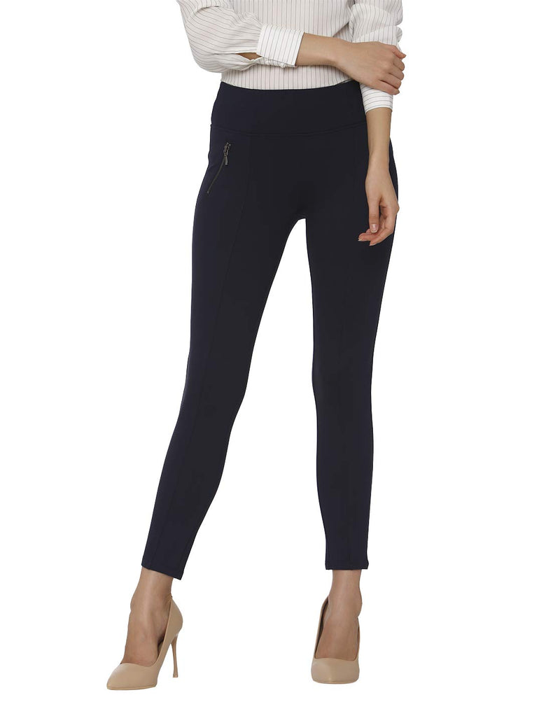 VERO MODA Womens 2 Pocket Solid Leggings (Midnight_X-Small)