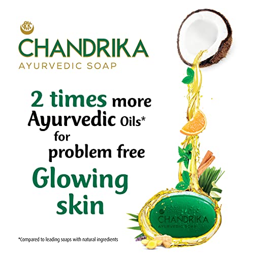 Chandrika Ayurvedic Soap Classic| Handmade Soap for Naturally Radiant Skin| For All Skin Types| 125g (Pack of 6)