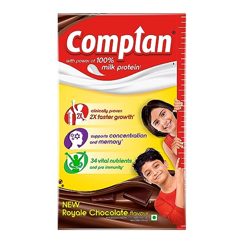 Complan Nutrition and Health Drink Royale Chocolate, 1kg Refill Pack with power of 100% Milk Protein and contrains 34 Vital Nutrients