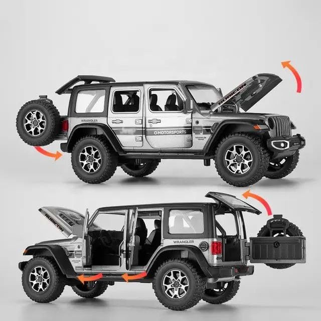 FEXXA 1:32 Scale Wrangler Rubicon Jeep Exclusive Alloy Metal Pull Back Die-cast Car Model with Sound Light Mini Auto Toy for Kids Metal Model Toy Car with Sound and Light?New Version? (Multicolor)