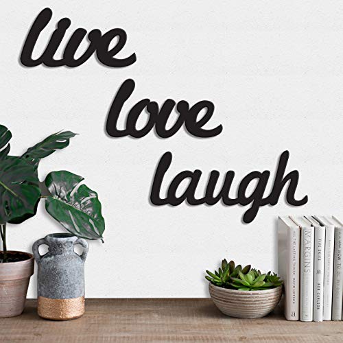 Art Street Live Love Laugh MDF Plaque Painted Cutout Ready To Hang Home Decor Wall Art-Black