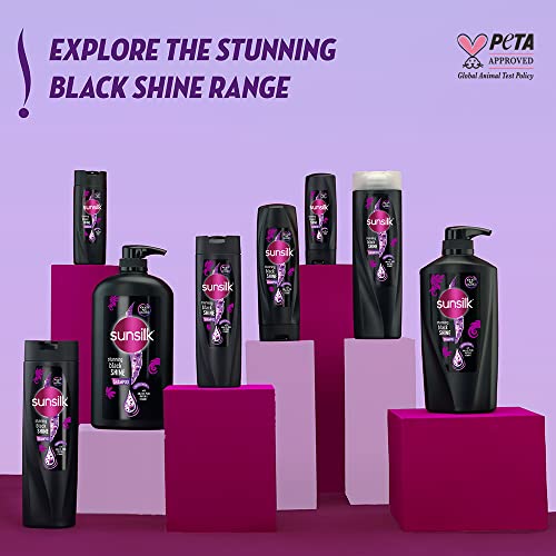 Sunsilk Stunning Black Shine Shampoo 1 L, With Amla + Oil & Pearl Protein, Gives Shiny, Moisturised and Fuller Hair - Paraben Free