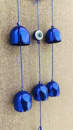 Metal Ws Evil Eye Wind Chime 6 Bells For Home & Office - Brings Positive Vibes & Removes Negative Energy | Evil Eye Wind Chime | Bad Energy Protector