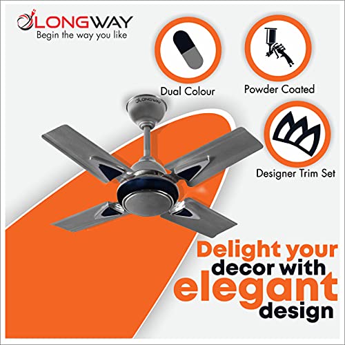 LONGWAY Starlite-1 600mm/24 inch High Speed Anti-dust Decorative 5 Star Rated Ceiling Fan 850 RPM with 3 Year Warranty (Silver Blue, Pack of 1)