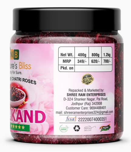 Nature's Bliss Himlayan Gulkand Organic / Rose Petal Jam 400gm Jar Quality Product