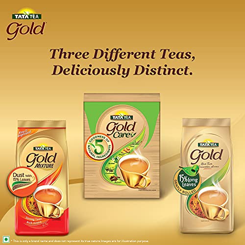 Tata Tea Gold Care, Rich in Taste, Goodness of Elaichi, Ginger, Tulsi, Brahmi & Mulethi, Black Tea, 1kg