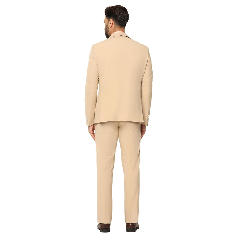 blackberrys Dobby Hybrid Formals Suits Notch Lapel in Slim FIT Beige