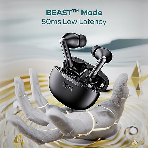 boAt Newly Launched Airdopes 141 ANC TWS Earbuds with 32 dB ANC, 42 HRS Playback, 50ms Low Latency Beast™ Mode, IWP™ Tech,Quad Mics with ENx™,ASAP™ Charge,USB Type-C Port & IPX5(Gunmetal Black)