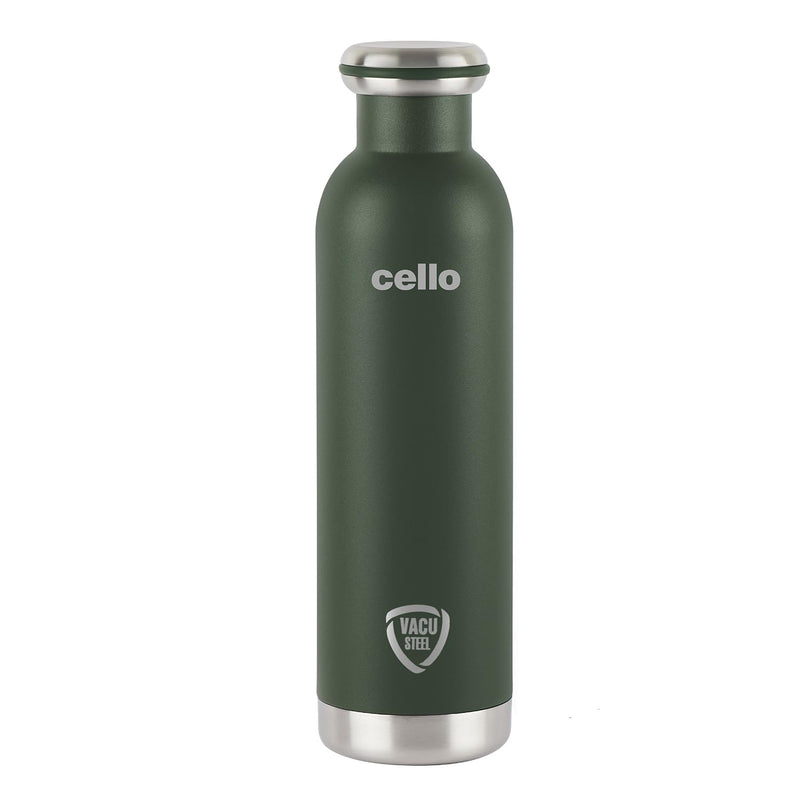 CELLO Duro Tuff Steel Series Mac, Double Walled, Vacusteel Water Flask with Durable DTP Coating, Green, 600 ml