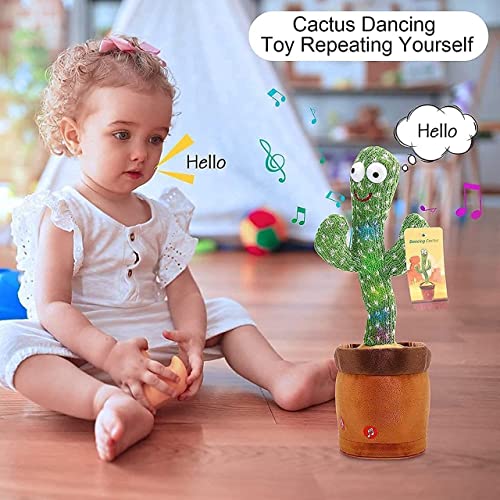 Storio Toys Dancing Cactus Talking Toy, Cactus Plush Toy, Wriggle & Singing Recording Repeat What You Say Funny Education Toys for Babies Children Playing, Home Decorate