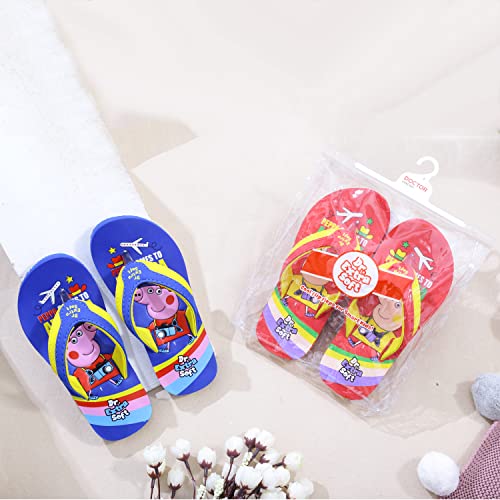 DOCTOR EXTRA SOFT Unisex-Child Kids Flip-Flop Soft Comfortable Indoor & Outdoor Slippers Stylish Non-Slip Slide Home Casual Cool Cartoon Cute House Chappals For Boys & Girls Peppa-Royal Blue-SM-13 UK