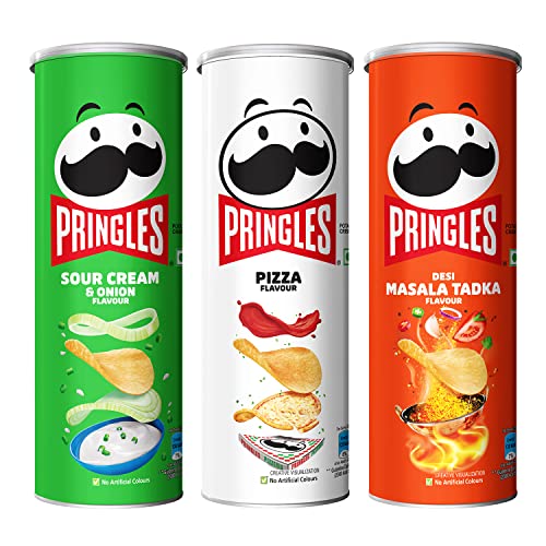 Kellogg's Pringles Sour Cream & Onion + Desi Masala Tadka + Pizza Flavour(107g each)