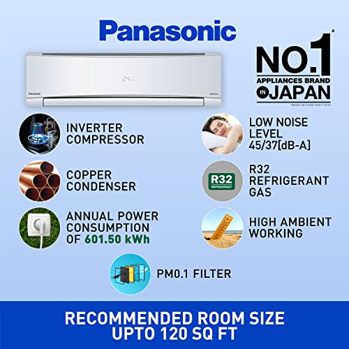 Panasonic 1 Ton 4 Star Wi-Fi Inverter Smart Split AC (Copper Condenser, 7 in 1 Convertible with additional AI Mode, 4 Way Swing, PM 0.1 Air Purification Filter, CS/CU-NU12YKY4W,2023 Model, White)