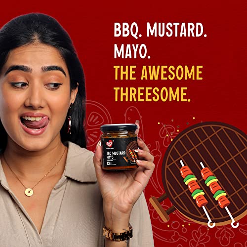 Saucy Affair Barbeque sauce | Tandoori sauce | Bbq sauce | Barbecue sauce | Sauces and spreads | Spicy Smokey Chicken Grill & Paneer BBQ Mustard Mayo - 160g