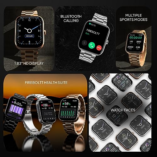 Fire-Boltt Ninja Call Encore Stainless Steel Smart Watch with Advanced 1.83” Full Touch Screen Display, 240 * 284 PPI, Bluetooth Calling, 10-Days Battery, IP67 Water Resistant, Upgraded Health