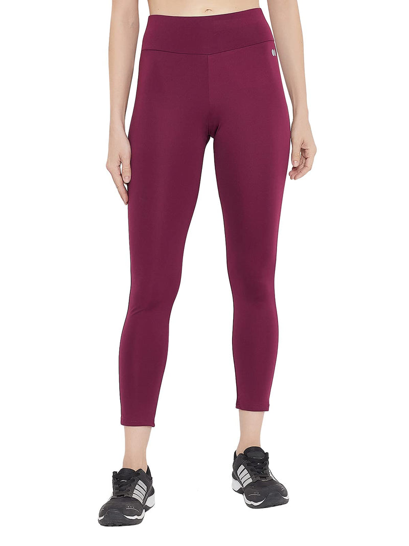 Clovia Women's Activewear Ankle Length Tights (AB0042A15_Purple_M)