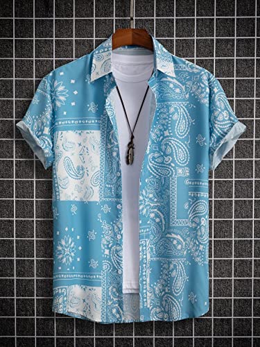 Lymio Casual Shirt for Men|| Shirt for Men|| Men Stylish Shirt || Men Printed Shirt (Karrey) (L, Sky Blue)