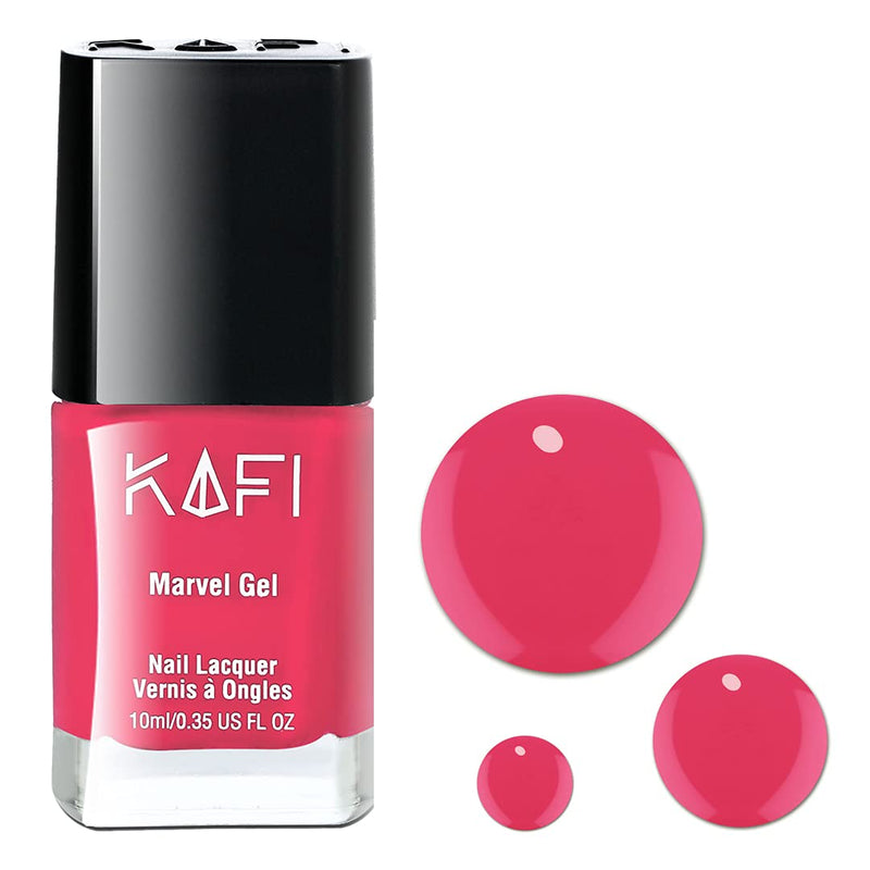 KAFI Gel Effect Nail Polish (Desire Pink) + Protective TOP COAT (Transparent) - Long lasting, Non Toxic, High Shine, Vegan, 10 Free Formula, Salon Pro - Combo Set of 2